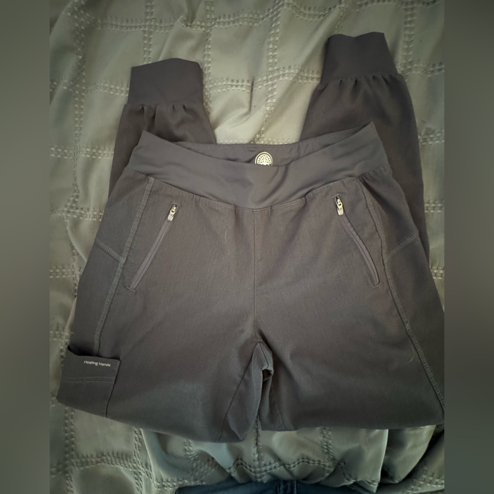 Healing Hands Purple Label Tara Yoga Jogger Scrub Pants in Pewter